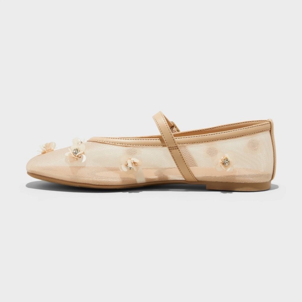 Everly Floral Mesh Mary Jane Ballet Flats with Memory Foam - A New Day new - Picture 3 of 9